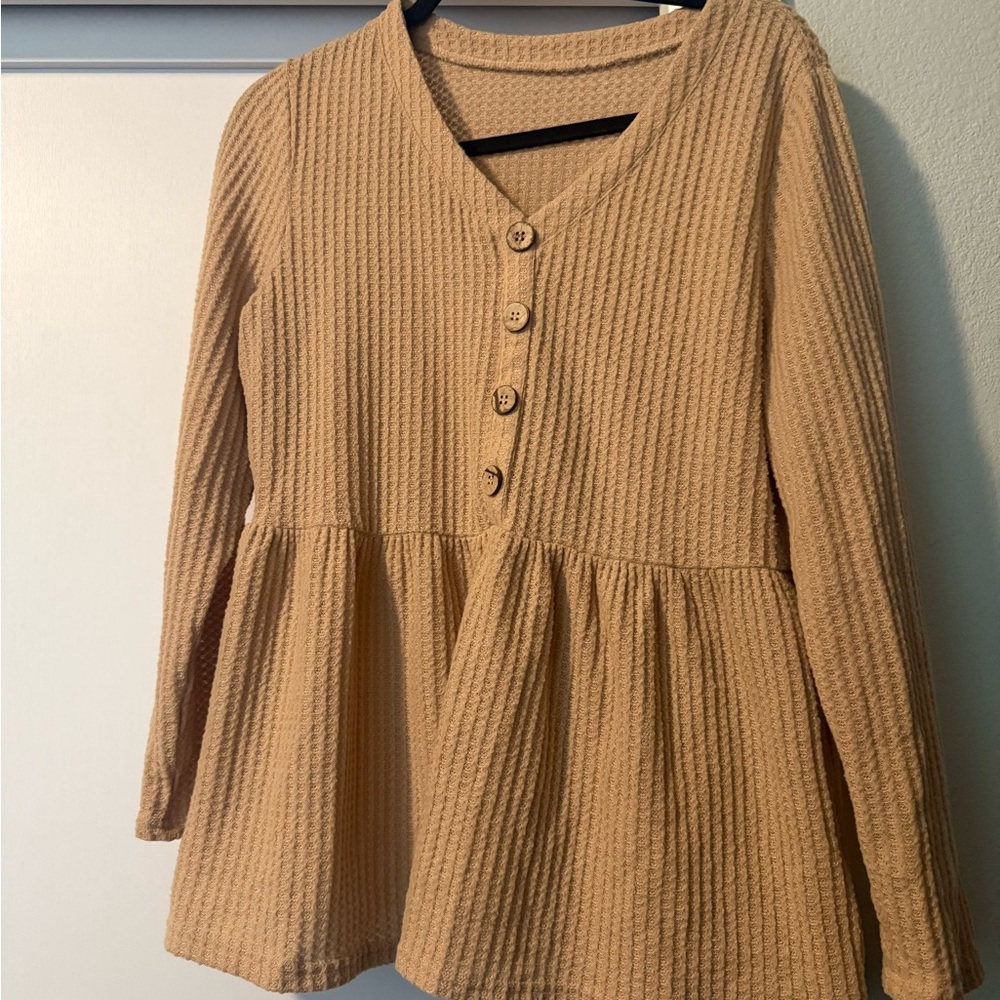 Chic Tan Button-Down Women's Shirt